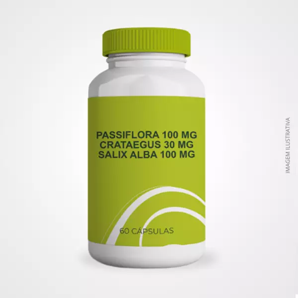Passiflora 100mg + Crataegus 30mg + Salix Alba 100mg - Relaxante Natural e Alívio de Dores Leves Passiflora 100mg + Crataegus 30mg + Salix Alba 100mg - Relaxante Natural e Alívio de Dores Leves