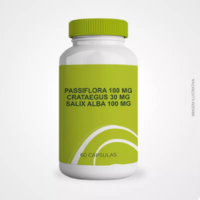 Passiflora 100mg + Crataegus 30mg + Salix Alba 100mg - Relaxante Natural e Alívio de Dores Leves