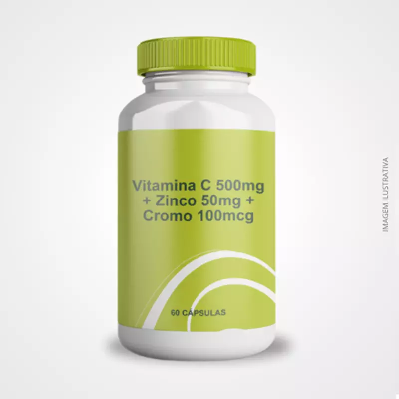 Vitamina C 500mg + Zinco 50mg + Cromo 100mcg - 60 Cápsulas