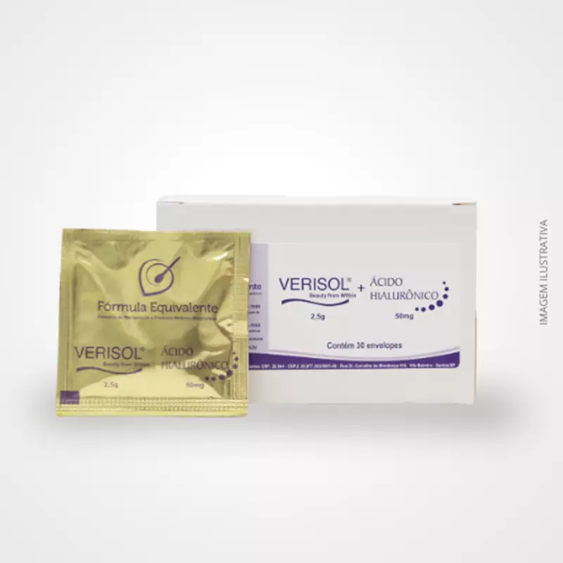 VERISOL 2,5G + ÁCIDO HIALURÔNICO 50MG - 30 SACHÊS - Colágeno Hidrolisado para Rejuvenescimento da Pele