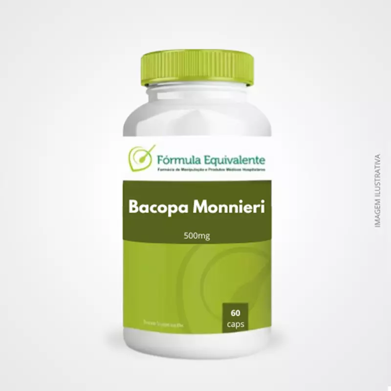 Bacopa Monnieri 500 mg 60 cápsulas  Clareza Mental, Memória e Bem-estar | Fórmula Equivalente