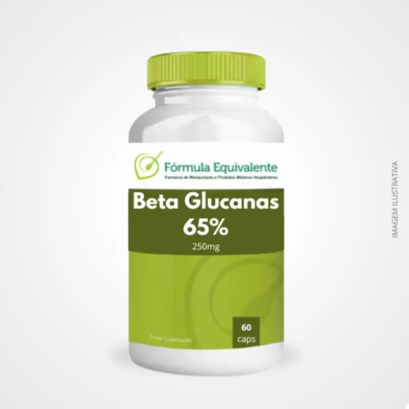 Beta Glucanas 65 % 250 mg 60 cápsulas - Imunidade Ativa, Colesterol e Saúde Intestinal | Fórmula Equivalente