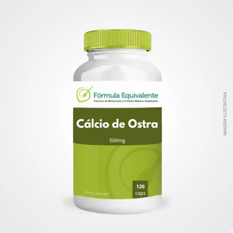 Cálcio de Ostra 500mg  Suplemento Natural para Fortalecimento dos Ossos e Dentes - 120 cápsulas