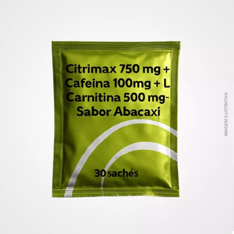 Citrimax 750 mg + Cafeína 100mg + L Carnitina 500 mg  30 Sachês - Sabor Abacaxi