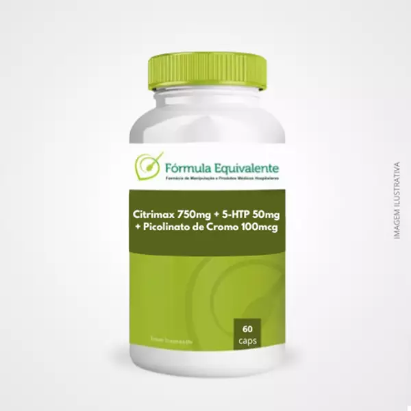 Citrimax 750mg + 5-HTP 50mg + Picolinato de Cromo 100mcg - Auxilia no Controle do Apetite e Saciedade - 30 doses (60 cápsulas) Citrimax 750mg + 5-HTP 50mg + Picolinato de Cromo 100mcg - Auxilia no Controle do Apetite e Saciedade - 30 doses (60 cápsulas)