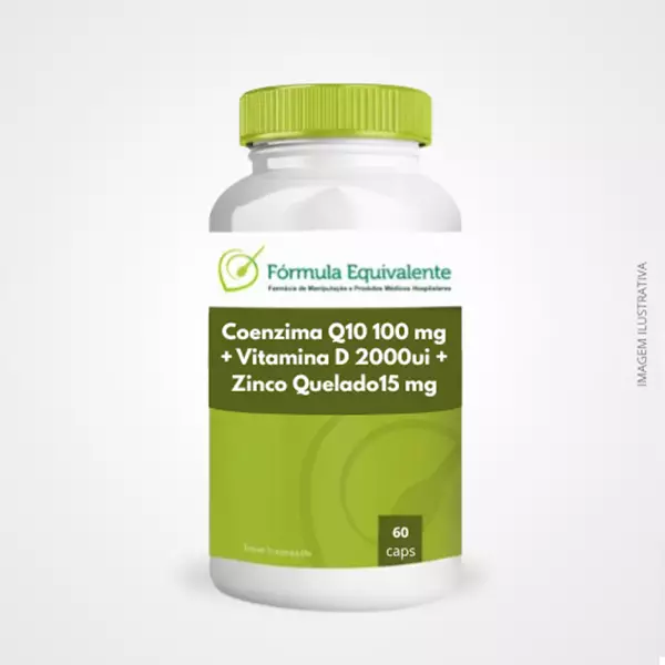 Coenzima Q10 100mg + Vitamina D 2000 UI + Zinco Quelado 15mg � 60 Cápsulas