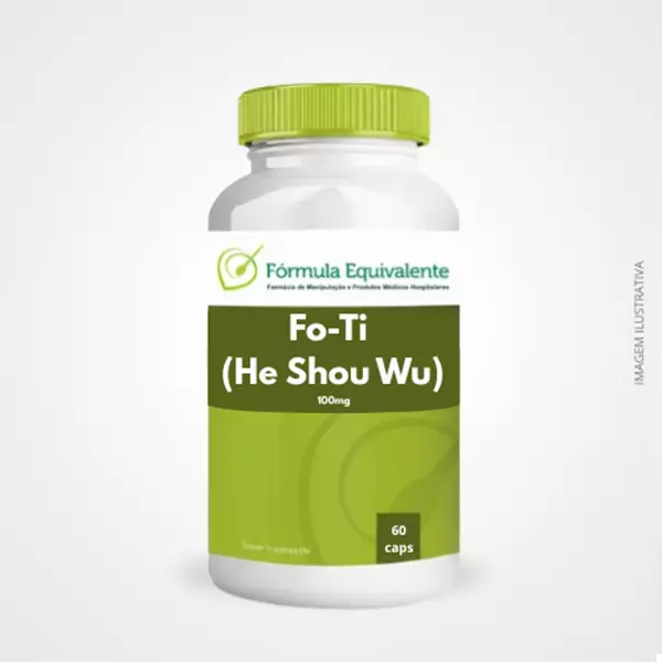 Fo-Ti (He Shou Wu) 100mg 60 Cápsulas  Rejuvenescedor, Antioxidante e Saúde Capilar
